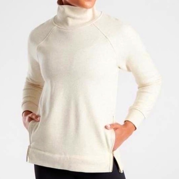 Athleta Tops - Athleta Cozy Karma Side Zip Plush Funnel Mock Neck Turtleneck Ribbed Sweatshirt